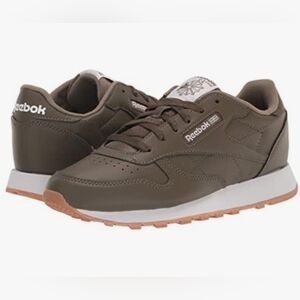 Kids Reebok Classic Leather Sneakers Forest Green.